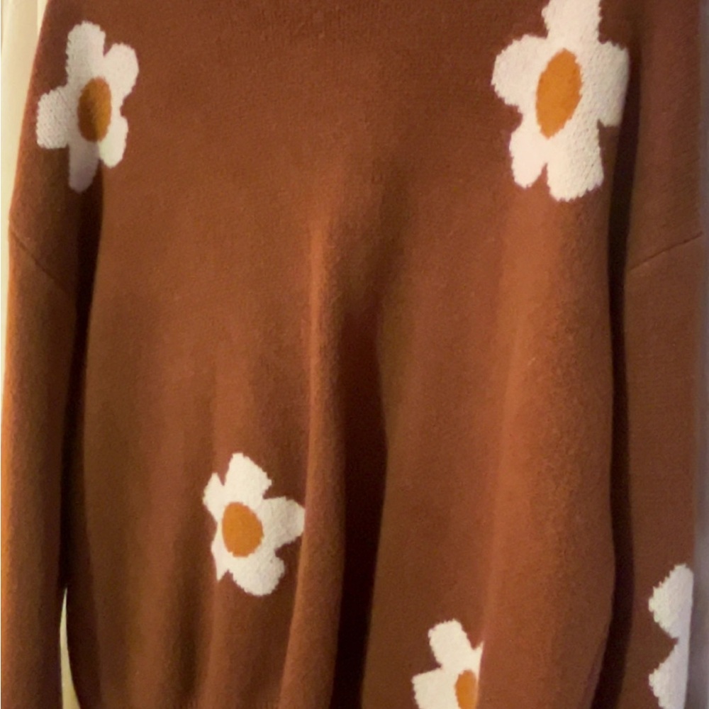 Brown Floral Women's Sweater